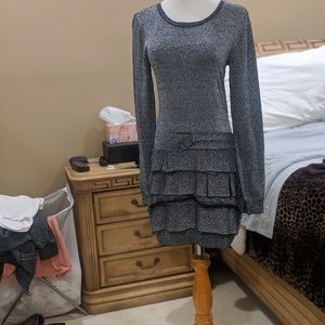 Metallic ruffled bcbg dress